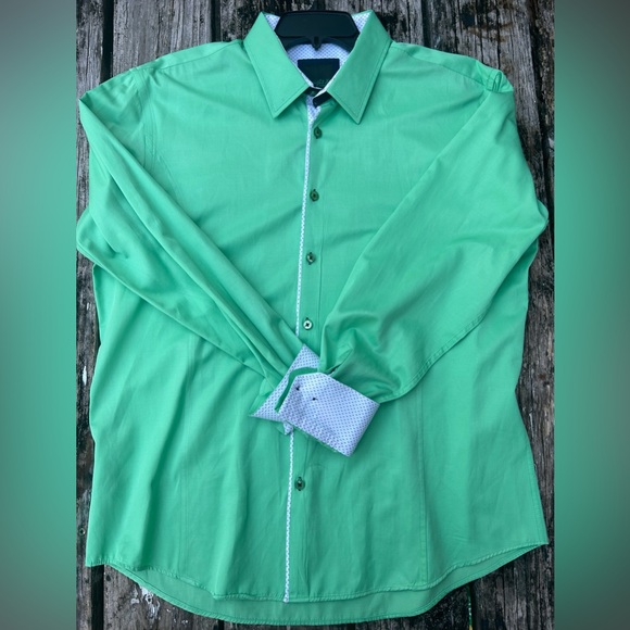 Eight X Premium Men’s Button Down Long Sleeve Light Green Dress Shirt XXL - Picture 2 of 5
